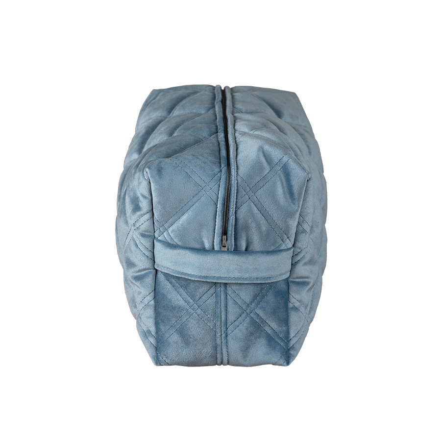 Blå børne taske i quiltede velour, dansk produceret